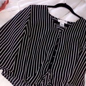 Striped black and white dressy top